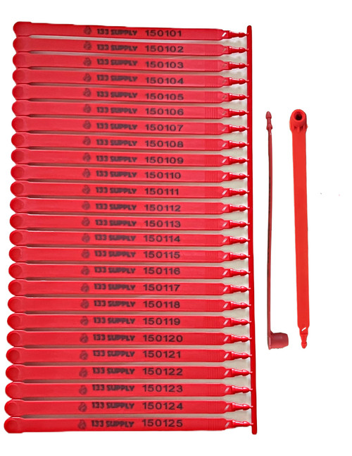 133 SUPPLY 100 Pack Red Truck Seals, Plastic Trailer Seals - Tamper Evident Seal Security Seal for Container Seals Plastic Security Tags, Truck Seal Shipping Seals, Semi Truck Accessories Trailer Seal