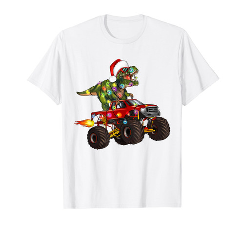 Santa Riding T Rex Dinosaur Monster Truck Boy Kids Christmas T-Shirt Santa Riding T Rex Dinosaur Monster Truck Boy Kids Christmas T-Shirt