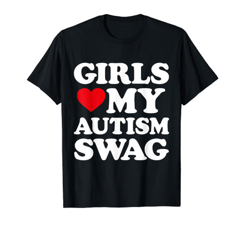 Girls Love My Autism Swag Funny Girls Heart Autism Awareness T-Shirt