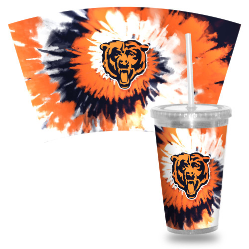 Rico Industries NFL Chicago Bears Metallic Tye Dye NFL Football Team 16oz Clear Tumbler W/Straw, White Rico Industries NFL Chicago Bears Metallic Tye Dye NFL Football Team 16oz Clear Tumbler W/Straw, White