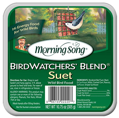 Morning Song 11431 Birdwatchers' Blend Suet Wild Bird Food, 10.75-Ounce