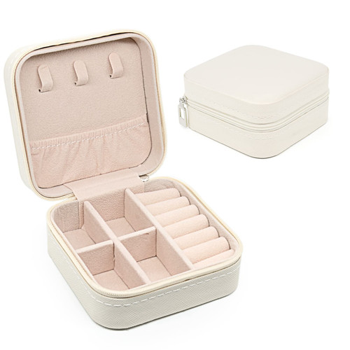 KEINE MARKE Small Jewelry Box, Travel Portable Jewelry Case for Ring, Pendant, Earring, Necklace, Bracelet Organizer Storage Holder Boxes (White*2).