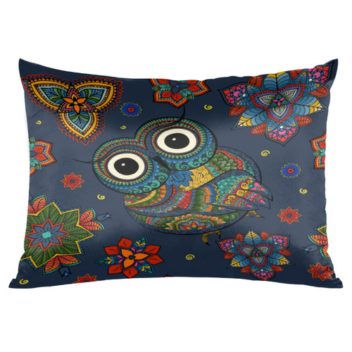 Satin Pillowcase for Hair and Skin Standard Size, Mandala Boho Owl Floral Silk Pillowcase Satin Pillow Cases with Envelope Closure Soft Cooling Pillow Covers Gift for Women Men, 20x26in