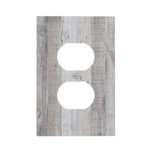 Vintage Grey Wood Grain Rustic Plank 1 Gang Outlet Plate Decorative Single Duplex Wall Plate Covers Country Unique Electrical Receptacle Light Switch Cover Faceplate Switchplate for Living Room Decor