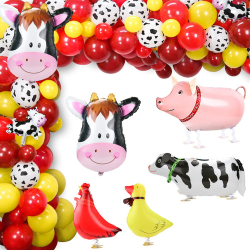 Cow Party Decoration Balloon Garland Arch Kit - Cow Farm Animal Birthday Party Supplies for Kids birthday Farm Animals Theme Party with Cow Animal Foil Balloons (B) Cow Party Decoration Balloon Garland Arch Kit - Cow Farm Animal Birthday Party Supplies for Kids birthday Farm Animals Theme Party with Cow Animal Foil Balloons (B)