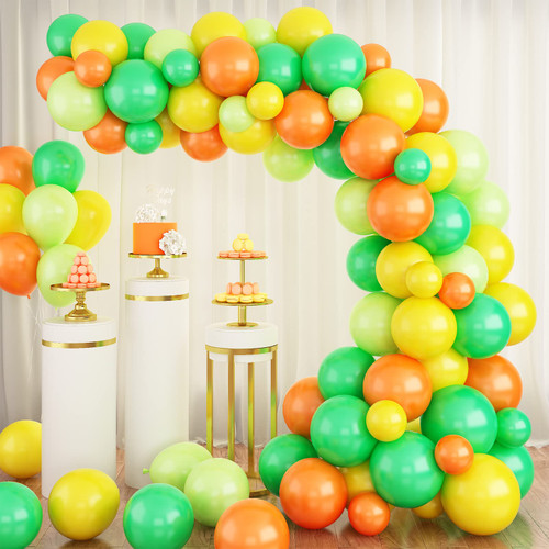 Balloons Arch Garland Kit, 85PCS Green Yellow Balloon Garland Kit Balloon Arch, Latex Party Balloons with Orange Balloon for Birthday Baby Shower Graduation Wedding Carnival Party Decorations Supplies