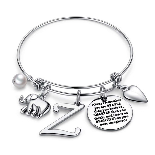 Elephant Gifts for Women Initial Bracelet - Letter Z Initial Bracelet Elephant Charm Bracelet Elephant Jewelry for Women Her Stainless Steel Lucky Initial Bangle Lotus Heart Bangle Bracelet 2.5 Inch Elephant Gifts for Women Initial Bracelet - Letter Z Initial Bracelet Elephant Charm Bracelet Elephant Jewelry for Women Her Stainless Steel Lucky Initial Bangle Lotus Heart Bangle Bracelet 2.5 Inch