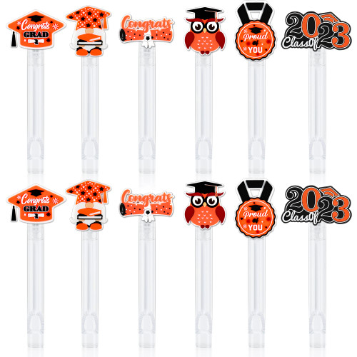24 Pcs Graduation Party Favors Mini Bubble Wands, Graduation Bubbles Party Favors for Guests, Class of 2023 Grad Party Favor for Adults and Kids (Orange)