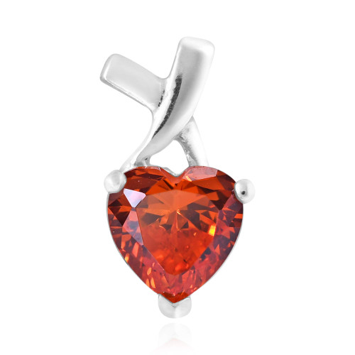 AeraVida Sparkling Romance Orange Cubic Zirconia Heart on .925 Sterling Silver Pendant AeraVida Sparkling Romance Orange Cubic Zirconia Heart on .925 Sterling Silver Pendant