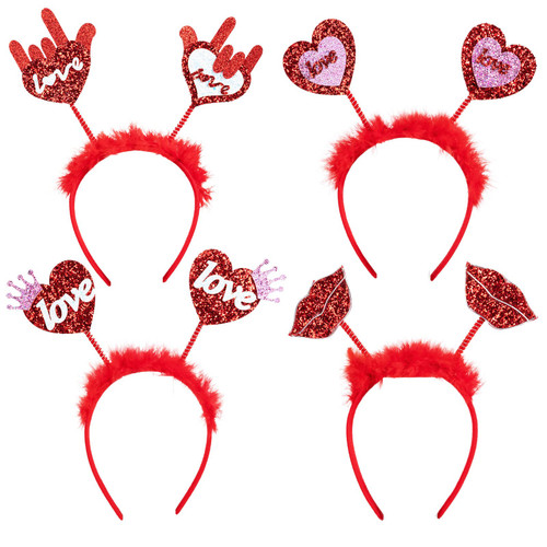 Whaline 4Pcs Valentine's Day Headbands Glitter Red Heart Lip Bopper Headband Love Hair Hoop Head Bopper Holiday Hair Accessories for Valentine's Day Wedding Birthday Party Favor Gift Photo Booth Whaline 4Pcs Valentine's Day Headbands Glitter Red Heart Lip Bopper Headband Love Hair Hoop Head Bopper Holiday Hair Accessories for Valentine's Day Wedding Birthday Party Favor Gift Photo Booth