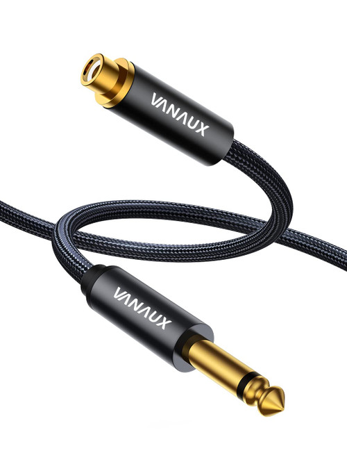 VANAUX RCA to 6.35mm Jack Adapter Cable 1/4 Inch Male to RCA Female TS Jack Cord Compatible with Microphone,Guitar,Speaker,Amplifier,Mixer and More - Black (3.3/1m)