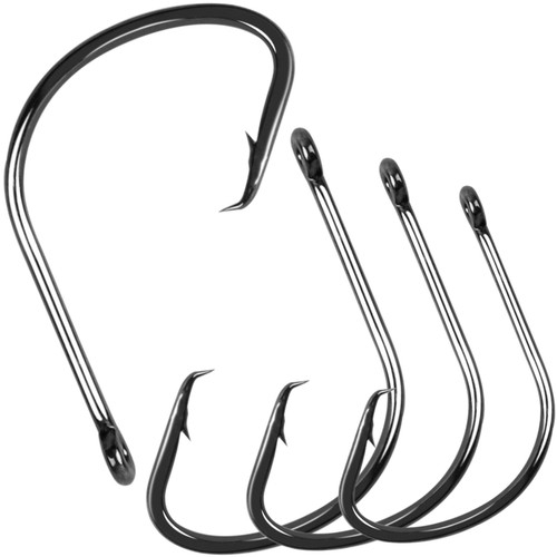 Fishing Circle Hooks Strong High Carbon Steel Offset Catfish Fishing Hooks for Bass Trout Freshwater Saltwater 5/0 100pcs