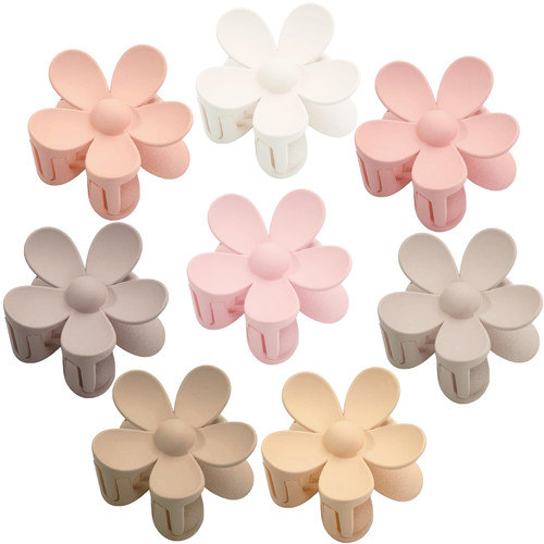 Hair Claw Clips 8PCS Flower Hair Clips Big Hair Clips Cute Claw Clips for Women Thick Hair, Large Hair Jaw Clips Big Dasiy Hair Clips Strong Hold for Women Thin Hair 8 Colors