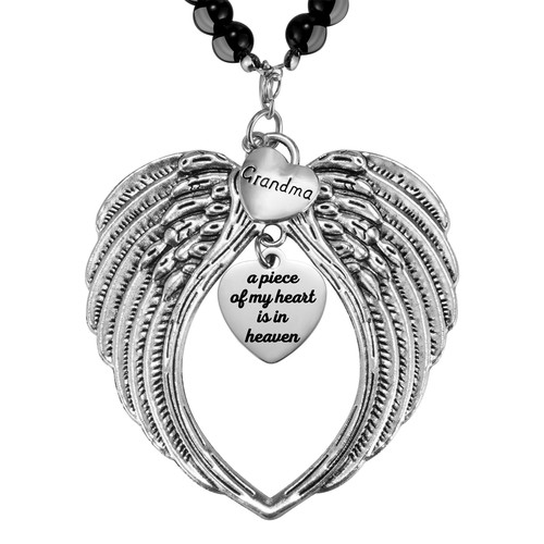 Loss of Grandma Ornaments Angel Wings, A Piece of My Heart is in Heaven Ornament for Rear View Mirror Car Charm Hanger, Memorial Ornament for Loss of Loved One, Sympathy Gift Loss of Grandma Ornaments Angel Wings, A Piece of My Heart is in Heaven Ornament for Rear View Mirror Car Charm Hanger, Memorial Ornament for Loss of Loved One, Sympathy Gift
