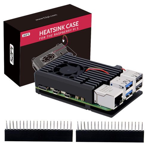 GeeekPi Armor Case with Fan for Raspberry Pi 5, Pi 5 Aluminum Case with Cooling Fan for Raspberry Pi 5 4GB/8GB