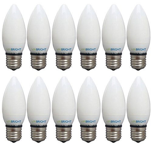 Viribright 25 Watt Replacement, B10, Candelabra LED light bulb, 24 pack, Daylight 6500K, E26 Base, Dimmable, 90+ CRI