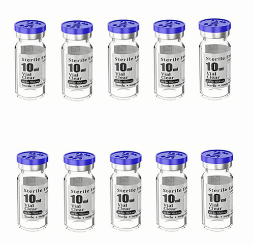 Biocomma 10pcs 10ml Sterile Empty Vial with Plastic Aluminum Flip Off Caps?Penicillin Bottle 20mm Crimp Top Sterile Transparent Borosilicate Lab Sample Vial (Transparent)