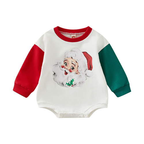 YINGISFITM Baby Girl Boy Christmas Outfit Sweatshirt Bubble Romper Long Sleeve Onesie Newborn Infant Fall Winter Clothes (Red Green, 0-3 Months)