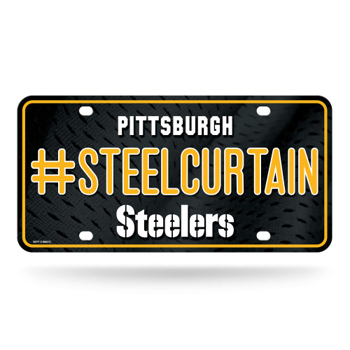 Rico Industries NFL Pittsburgh Steelers #Steel Curtain #1 Fan Metal Auto Tag 8.5" x 11" - Great for Truck/Car/SUV