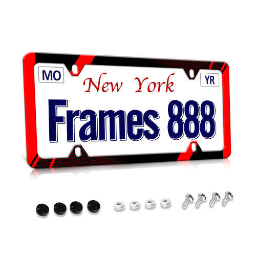 Red and Black License Plate Frame-Black Red License Plate Frame-Red Metal License Plate Frame Cute Tag Frame Cover Holder Stainless Steel Metal Car Accessories Decorative 1 Pack 4 Holes for Women