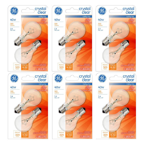 GE 74037 40-Watt 320-Lumen Decorative A15 Incandescent Light Bulb (6 Packs of 2 Bulbs)