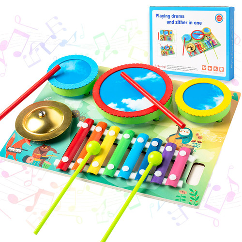Kids Musical Instruments - Wooden Musical Toys for Toddlers 1+ Year Old with 3 Wooden Drums 1 Spatula, Educational Baby Musical Toys, Birthday Gifts for Girls Boys 1 2 3 4 5 Years Old Kids Musical Instruments - Wooden Musical Toys for Toddlers 1+ Year Old with 3 Wooden Drums 1 Spatula, Educational Baby Musical Toys, Birthday Gifts for Girls Boys 1 2 3 4 5 Years Old