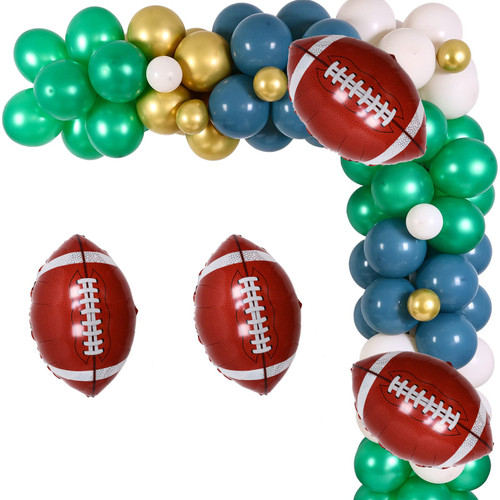 Football Party Balloon Garland Kit - Gold Blue Green and Brown Football Balloons Garland, Football Foil Balloons for Football Theme Party Decorations for Adults Football Party Balloon Garland Kit - Gold Blue Green and Brown Football Balloons Garland, Football Foil Balloons for Football Theme Party Decorations for Adults
