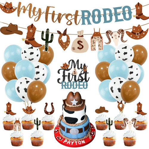 My First Rodeo Birthday Party Supplies Boy - Cowboy Birthday Party Decorations, Rodeo Party Decorations, My First Rodeo Banner Cake Topper Balloons for Western Party, Cowboy Baby Shower Decorations My First Rodeo Birthday Party Supplies Boy - Cowboy Birthday Party Decorations, Rodeo Party Decorations, My First Rodeo Banner Cake Topper Balloons for Western Party, Cowboy Baby Shower Decorations