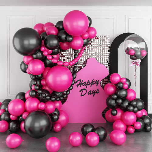 Balloons Garland Arch Kit, Rose Red Black Balloon Arch Kit, Hot Pink Latex Balloons Party Balloons For Birthday Decoration Wedding Baby Shower Engagement Graduation Decoration Party Supplies Balloons Garland Arch Kit, Rose Red Black Balloon Arch Kit, Hot Pink Latex Balloons Party Balloons For Birthday Decoration Wedding Baby Shower Engagement Graduation Decoration Party Supplies