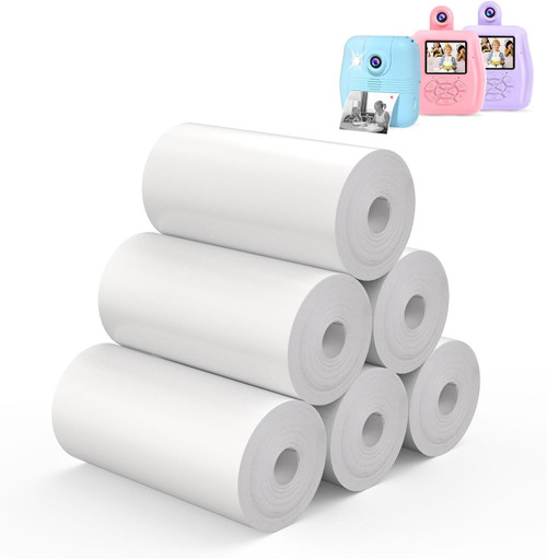 Gopiupiu Kid Camera Instant Print Refill Print Paper, BPA-Free Printing Camera Refill Thermal Paper, Printed Paper 6 Rolls for Instant Camere, Refill Printing Paper for Most Kids Camera 2.21x1 Inch