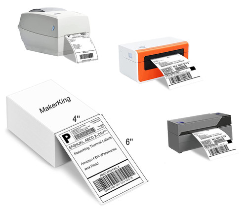 4x6 Thermal Labels, MakerKing White Mailing Fanfold Postage Direct Thermal Printer Shipping Label (500 4x6 Fanfold Labels), Compatible with Rollo, MUNBYN, iDPRT, Polono, Zebra Thermal Label Printer