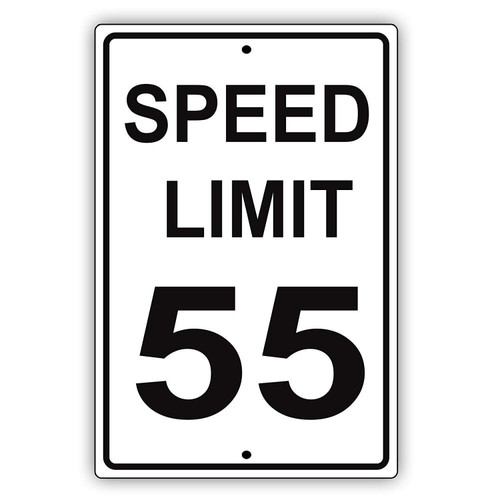 Speed Limit 55 Mph Miles Per Hour Black Letters Zone Slow Down Speeding Restriction Alert Attention Caution Warning Notice Tin Sign Metal Tin 8X12 Inch Sign Plate