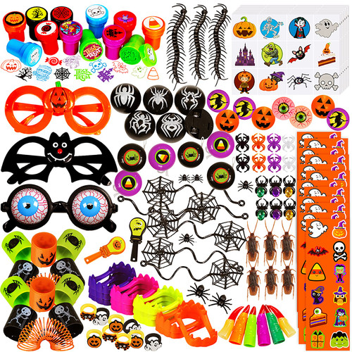 Winlyn 120 Pack Bulk Halloween Toys Novelty Trinkets Assortment Halloween Party Favors for Kids Halloween Prizes Trick Or Treat Classroom Rewards Halloween Miniatures Goodie Bags