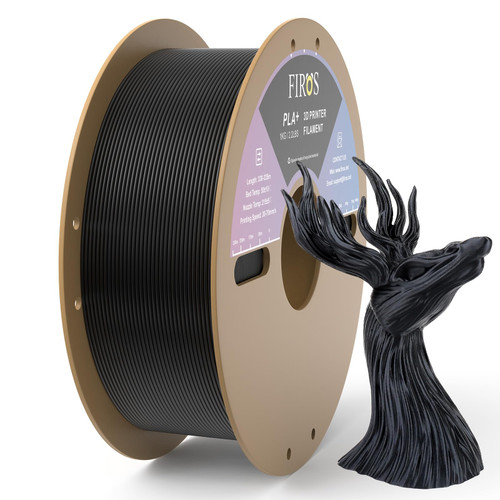 FIROS PLA 3D Printer Filament 1.75mm PLA Filament 2.2lbs/1kg Spool 3D Printing Filament 1.75mm 3D Printer PLA Filament Dimensional Accuracy +/- 0.03mm, Black PLA Fit Most FDM Printers