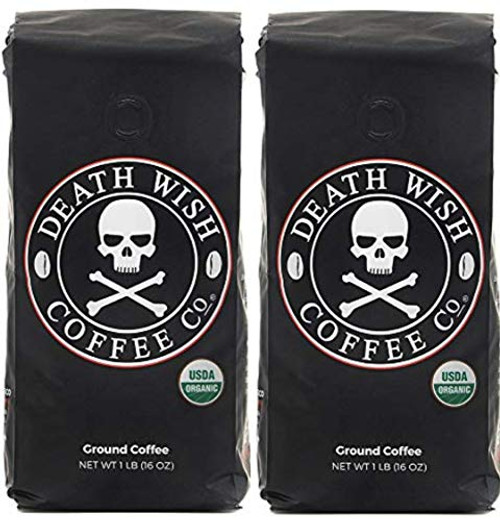 Death Wish Ground Coffee, The World's Strongest Coffee, Fair Trade and USDA Certified Organic, 16 Ounce (Pack Of 2) Death Wish Ground Coffee, The World's Strongest Coffee, Fair Trade and USDA Certified Organic, 16 Ounce (Pack Of 2)
