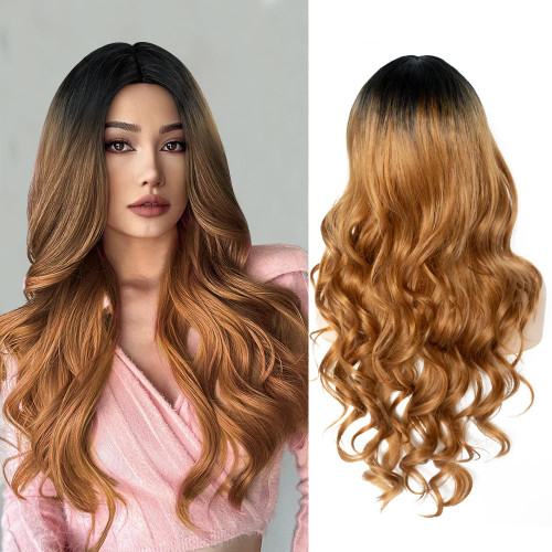 Jutyon Long Ombre Brown Wig Hair Middle Part for Women,4x1 Curly Wavy Synthetic Wigs with Heat Resistant Natural Looking Wig for Halloween Cosplay Daily Party Wig 26 Inch Jutyon Long Ombre Brown Wig Hair Middle Part for Women,4x1 Curly Wavy Synthetic Wigs with Heat Resistant Natural Looking Wig for Halloween Cosplay Daily Party Wig 26 Inch