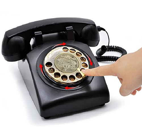 1960's Style Retro Vintage Antique Style Rotary Dial Desk Telephone,Old Fashioned Classic Corded Telephone Landline for Home and Office Decor (Vintage Black)