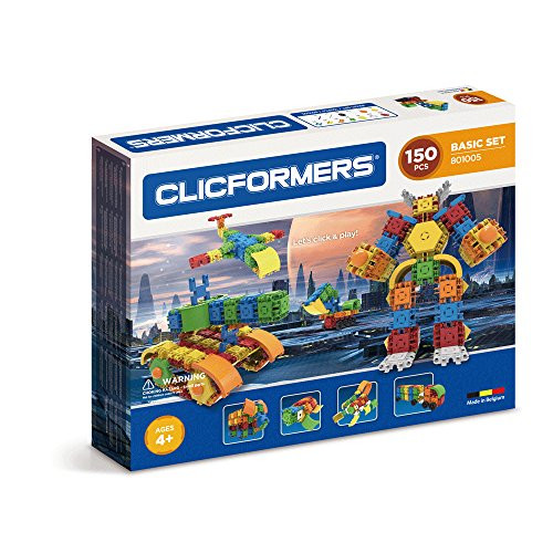 Clicformers Basic Set (150 Piece) Educational Building Blocks Kit, Construction STEM Toy, Creative Building Bricks