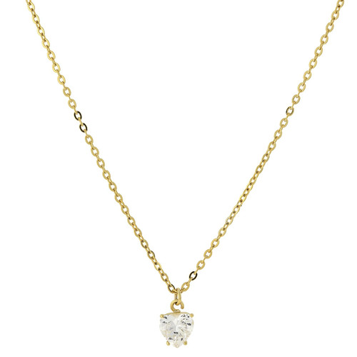 1928 Jewelry 14k Gold-Dipped Cubic Zirconia Heart Adjustable Pendant Necklace, 16"