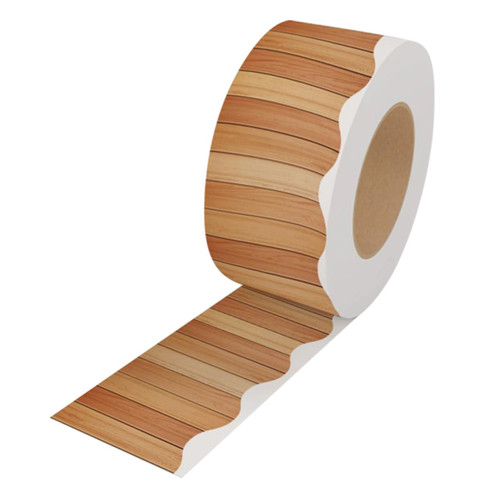 FUNOMOCYA 1 Roll Announcement Border Sticker Office Chalkboard Decors Wood Scalloped Borders Trim Bulletin Board Border Rustic Office Decor Coated Paper Stickers Crimping Blackboard Frame