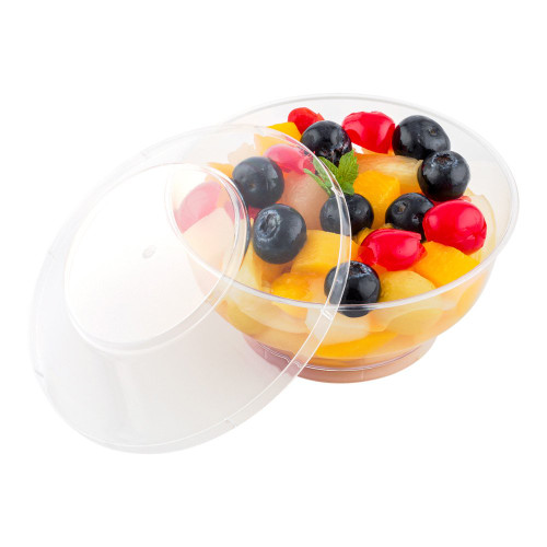 Restaurantware 6 oz Round Clear Plastic Large Deli Cup - with Lid - 4" x 3" x 4" - 10 count box