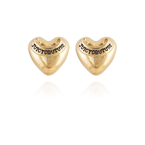 Juicy Couture Goldtone Signature Logo Heart Stud Earrings