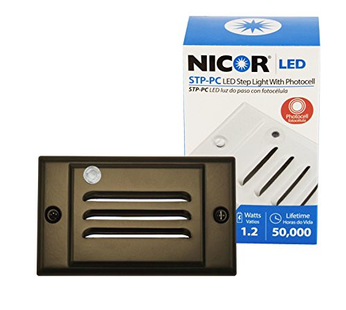 NICOR Lighting LED Step Light with Photocell Sensor and Horizontal Faceplate, Oil-Rubbed Bronze (STP-10-120-HOB-PC)