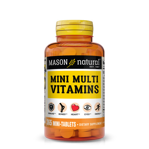 MASON NATURAL Mini Multi Vitamins, Vitamins A, C, D3, E, B1, B2, B3, B6, B12, Folate and Calcium for Overall Health, 365 Tablets MASON NATURAL Mini Multi Vitamins, Vitamins A, C, D3, E, B1, B2, B3, B6, B12, Folate and Calcium for Overall Health, 365 Tablets