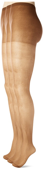 Pretty Polly Women's Curves Sheer 15 D Rip Resistant Tights- Plus-Size, perfect for everyday wear, Beige (Dark Nude), Extra Large (US 14-18), 3 Pair Pack