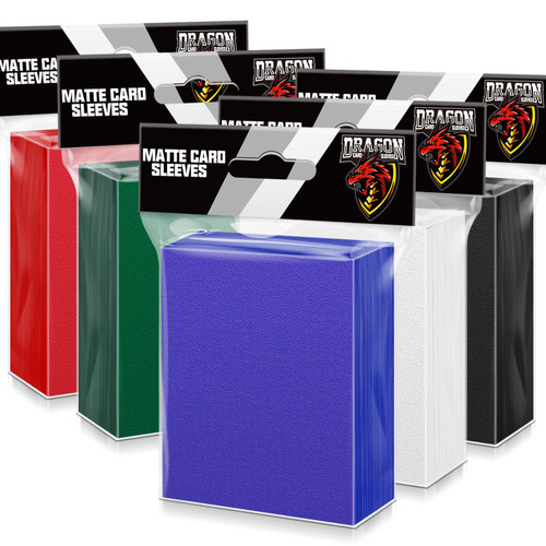 500Pcs Trading Card Sleeves, Matte Top Loading Sleeves for Standard Cards 2.5" X 3.5", Card Protector Sleeves for Baseball Card,Sports Cards,Game Card (5 Colors)