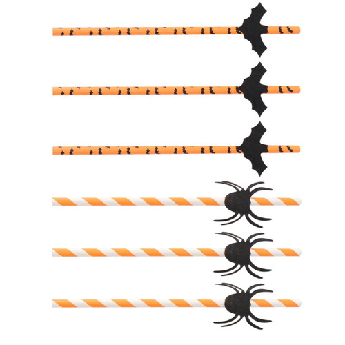 GLEAVI 50pcs Halloween Straws Halloween Themed Drinking Straws Paper Straws Party Paper Straw Halloween Paper Drinking Straws Novelty Cartoon Halloween Supplies