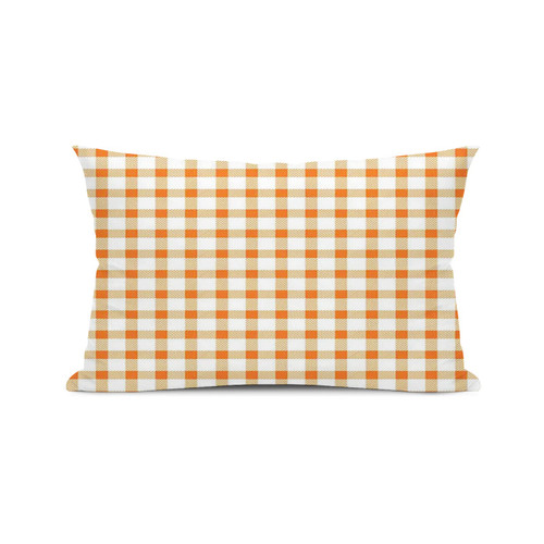 IJQRVJ White and Orange Pillow Sham,Retro Style Squares Pattern in Warm Colors Plaid, Decorative Standard Queen Size Printed Pillowcase,White and Orange 20" x 26"
