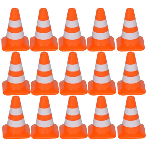 Kisangel Sand Toys Miniature Educational 30pcs Miniature Traffic Cones Mini Plastic Traffic Cones Orange Small Cones for Sand Table Engineering Construction Developmental Cupcake Toppers Mini Toys