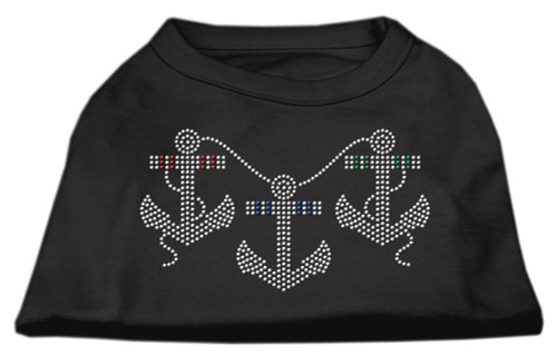 Mirage Pet Products 14-Inch Rhinestone Anchors Print Shirt for Pets, Large, Black